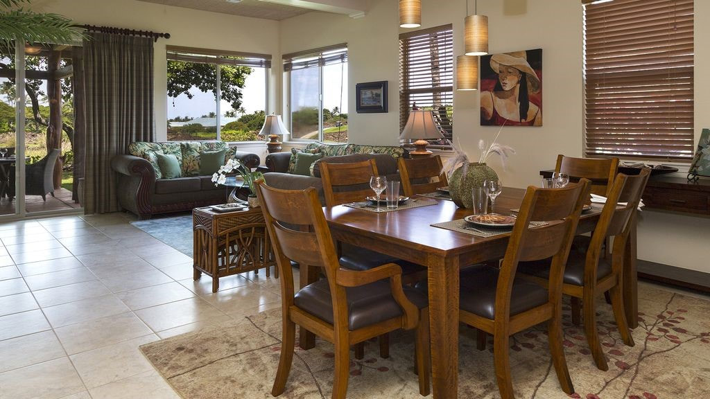 Dining room with view of a Mauna Lani Resort home, on behalf of April Lee of Kohala Real Estate and 2nd Home Services LLC